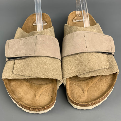 BIRKENSTOCK Size 11 Grey & Tan Mixed Fabrics Suede Kyoto Sandals