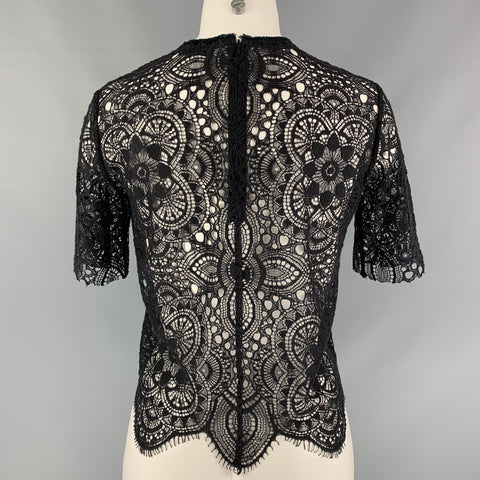 SANDRO Size S Black Lace Cropped  Top