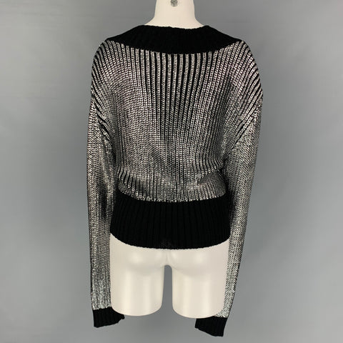VENA CAVA Cárdigan Metálico Rayón Plata y Negro Talla L