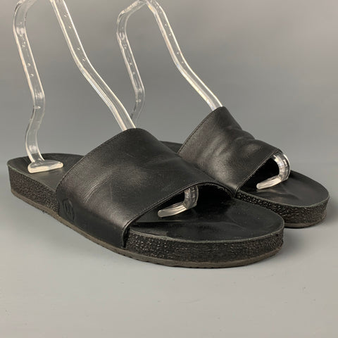 ANKARI FLORUSS Size 13 Black Leather Slip On Sandals