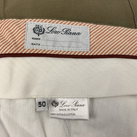 LORO PIANA Size 34 Olive Cotton Zip Fly Casual Pants