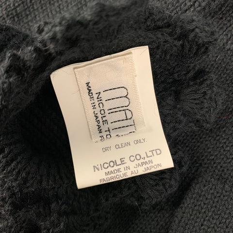 MATSUDA Gants longs en laine de coton tricotés noirs