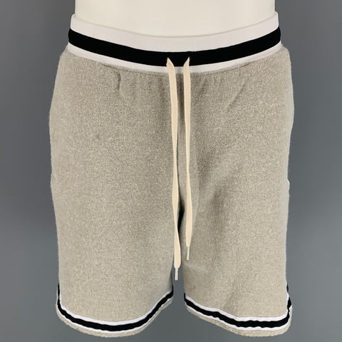 JOHN ELLIOTT Taille L Short Taupe Texturé En Nylon / Coton Ceinture Élastique