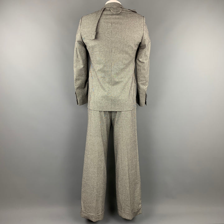 WALTER VAN BEIRENDONCK F/W 16 Size 40 Black & White Houndstooth Cotton / Wool Notch Lapel 1003 Sharp Doll Suit