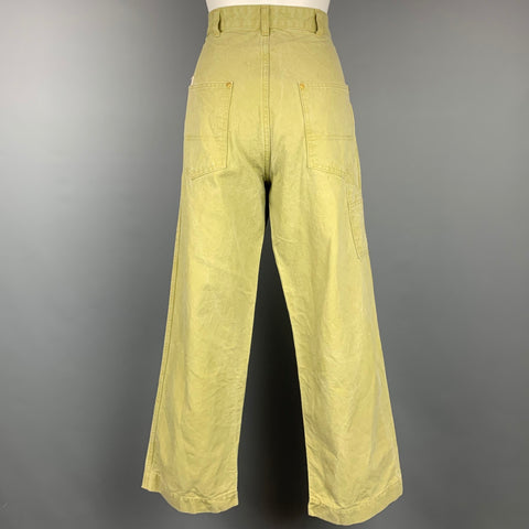 CHIMALA Taille 26 Jean taille haute en coton/lin vert lime