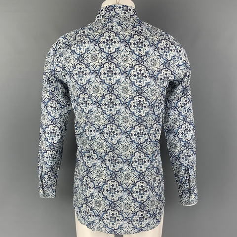 GABRIELE PASINI Size M Blue White Cotton Long Sleeve Shirt