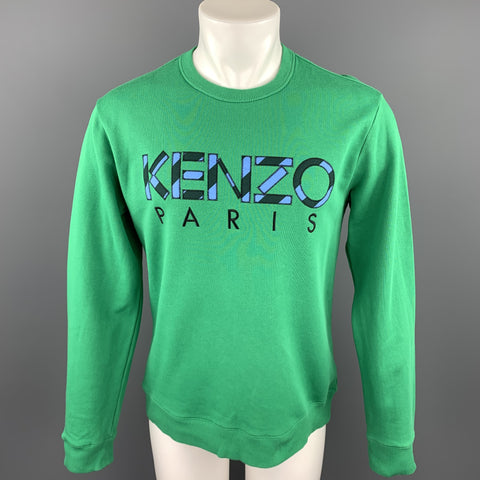 KENZO Size M Green Patch Cotton Crew-Neck Sweatshirt