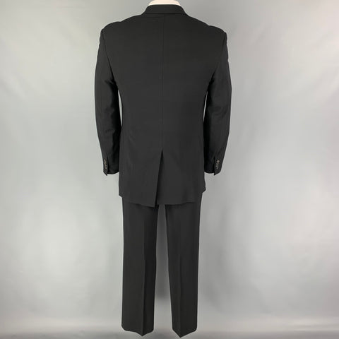 PRADA Size 42 Regular Black Virgin Wool Blend Notch Lapel Suit