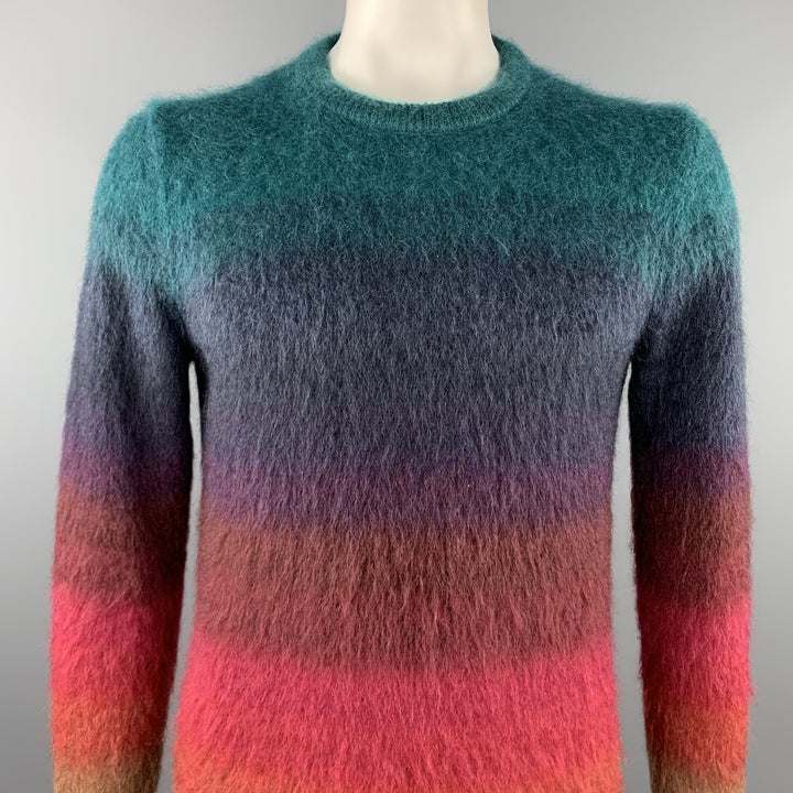 PAUL SMITH Size L Multi-Color Textured Mohair Blend Crew-Neck Sweater