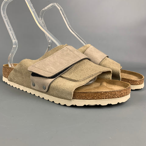 BIRKENSTOCK Size 11 Grey & Tan Mixed Fabrics Suede Kyoto Sandals