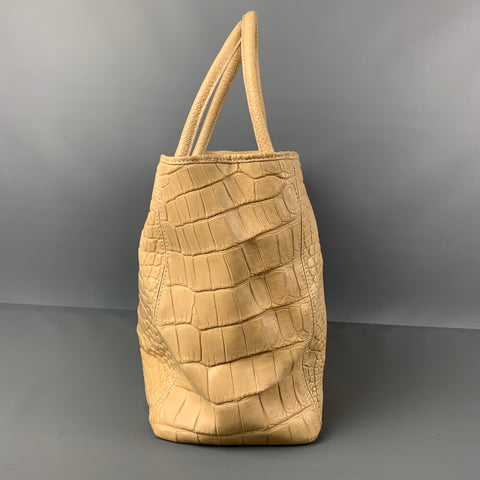 GENUINE CROCODILE SKIN Beige Crocodile Tote Handbag