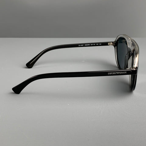 EMPORIO ARMANI Black Clear Color Block Acetate Sunglasses & Eyewear
