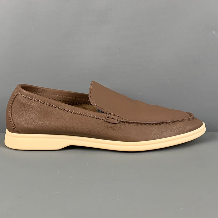 LORO PIANA Size 8 Brown Leather Slip On Summer Walk Loafers