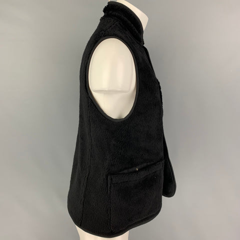 VISVIM Chaleco boa reversible con botones de lana texturizada negra talla M