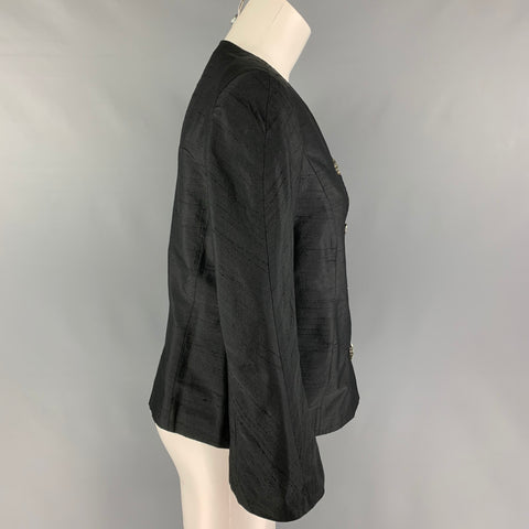 FERAUD Size 8 Black Collarless Flare Sleeve Jacket