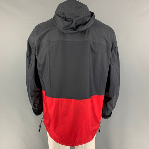 COMME des GARCONS HOMME Size L Navy Red Color Block Nylon Jacket