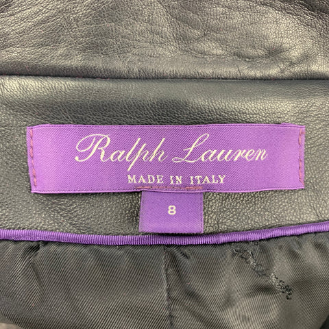 RALPH LAUREN Collection Size 8 Navy Lamb Skin Double Breasted Camden Jacket