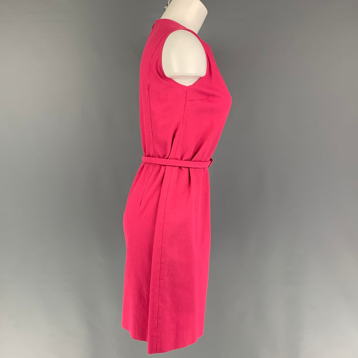 RED VALENTINO Size 8 Pink Cotton Ruffle Belted Dress