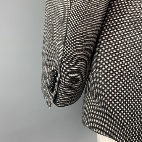 VERSACE COLLECTION Size 40 Black & White Grid Silk / Wool Sport Coat
