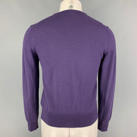 VERSACE COLLECTION Size S Purple Embroidery Wool V-Neck Pullover