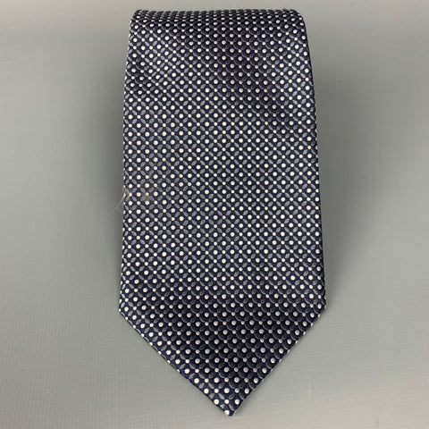 ERMENEGILDO ZEGNA Couture Charcoal & White Dots Silk Tie