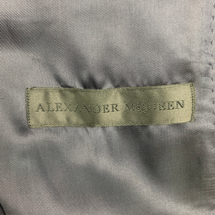 ALEXANDER MCQUEEN Size 40 Black White Wool Raw Edge Notch Lapel Sport Coat
