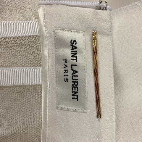 SAINT LAURENT Vestido de cóctel con corte sin tirantes y viscosa blanca talla 2