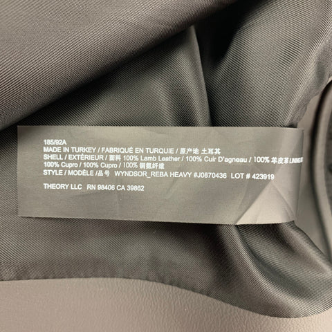 THEORY Size L Slate Leather Zip Up Morvek Jacket