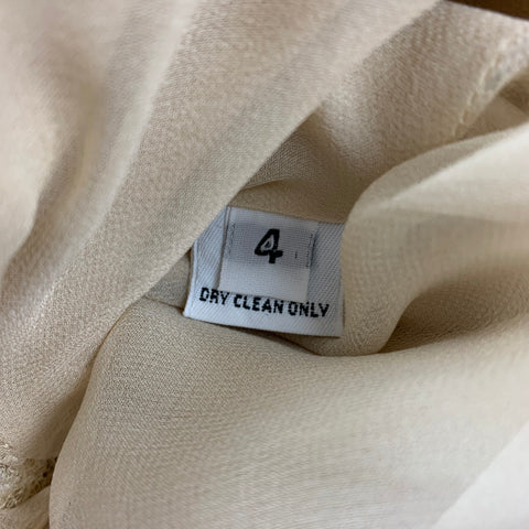 J. MENDEL Size 4 Beige Mixed Fabrics Slip Cocktail Dress