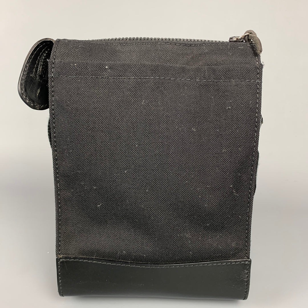 BALLY Black Leather Trim Canvas Shoulder Zarino Mini Bag