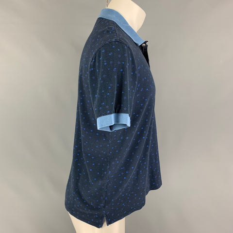 PS by PAUL SMITH Size M Navy Light Blue Dots Cotton Short Sleeve Polo