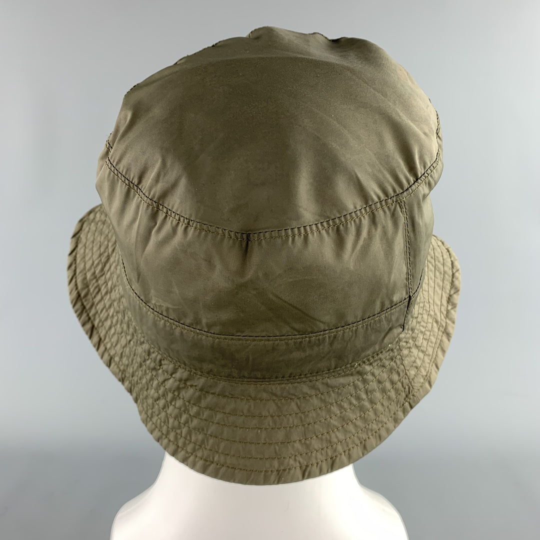 BARBOUR Olive Fish Print Nylon Reversible Bucket Hat