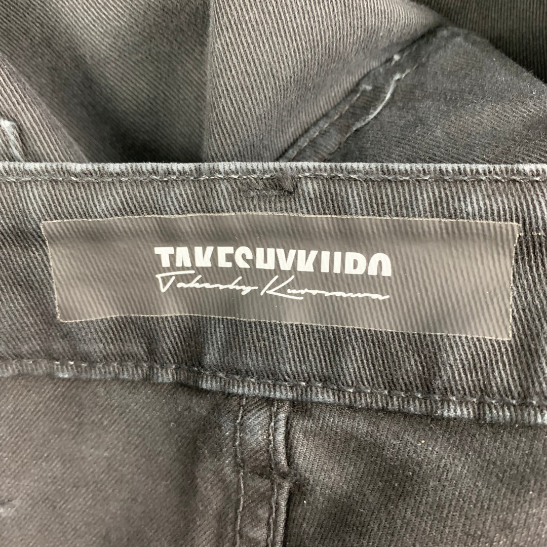 TAKESHY KUROSAWA Taille 38 Jean slim en coton noir avec braguette boutonnée