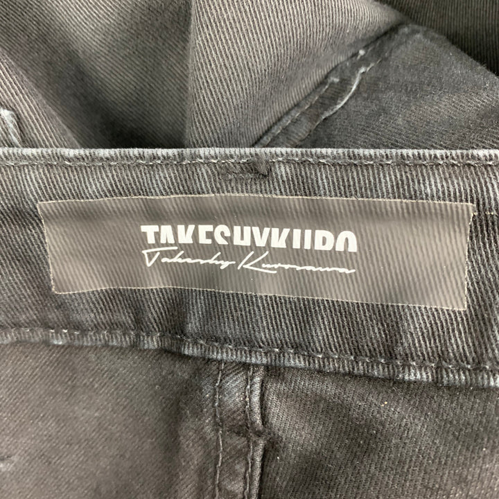 TAKESHY KUROSAWA Taille 38 Jean slim en coton noir avec braguette boutonnée