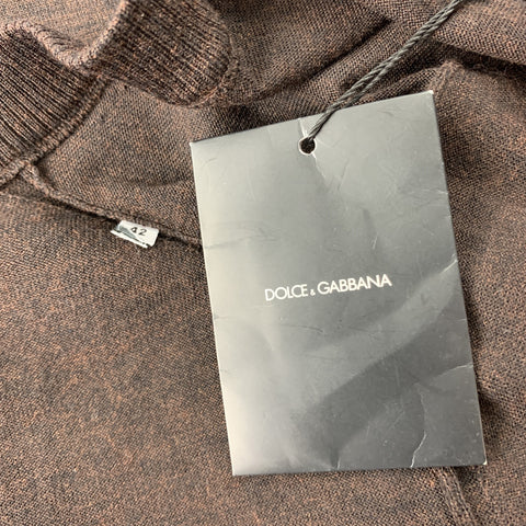 DOLCE &amp; GABBANA Cárdigan de lana virgen de punto marrón talla 6