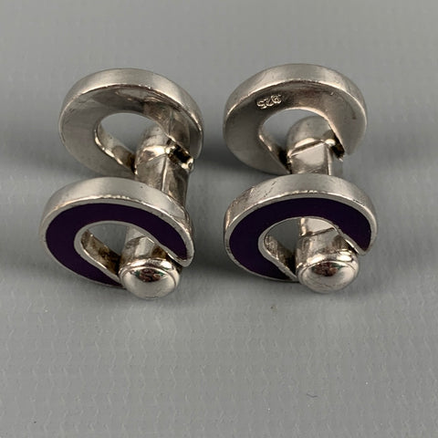 Boutons de manchette violets VINTAGE en argent sterling