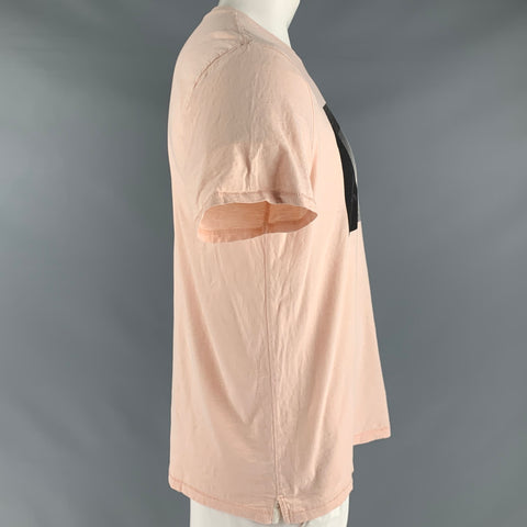 RAG & BONE Size L Pink Graphic Cotton Crew-Neck T-shirt