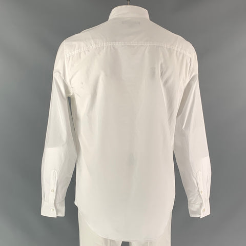JOHN VARVATOS Camisa de manga larga de algodón blanco con botones lisos talla L