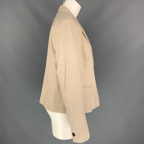 MAX MARA Size 12 Beige Virgin Wool Notch Lapel Jacket