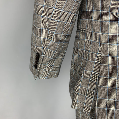 RALPH LAUREN Purple Label 38 Short Gray Glenplaid Wool Cashmere Suit