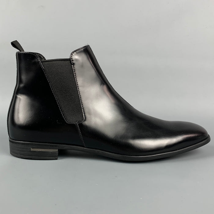 PRADA Size US 8 / UK 7  Black Brushed Leather Ankle Chelsea Boots