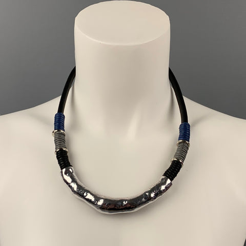VINTAGE Black Blue Silver Necklace