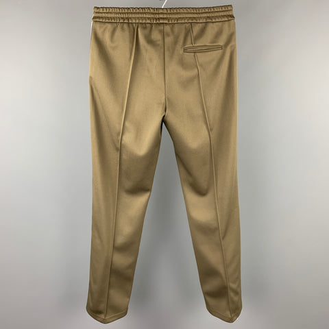 TRES BIEN Size 32 Olive Striped Trim Polyester Drawstring Sweatpants