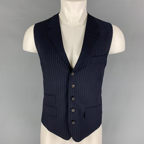TED BAKER Chest Size 42 Navy Purple Stripe Wool Notch Lapel Vest (Formal)