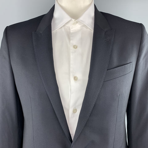 DOLCE &amp; GABBANA Taille 42 Manteau de sport à revers en laine à tête de clou bleu marine