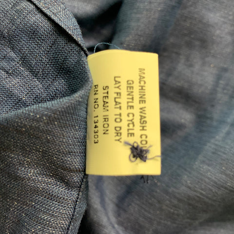 BROOKLYN TAILORS Size XL Navy Heather Linen &  Cotton Button Up Long Sleeve Shirt