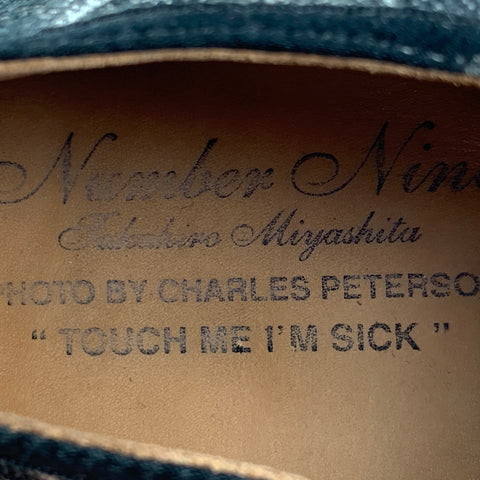 NUMBER (N)INE Size 10 Black White Jacquard Fabric Touch me I'm Sick Shoes