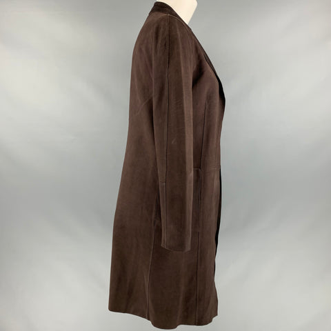 MARNI Size 4 Brown Suede Open Front Coat