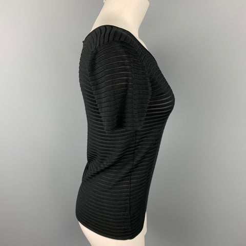 GIORGIO ARMANI Talla 2 Top casual de mezcla de viscosa texturizada negra