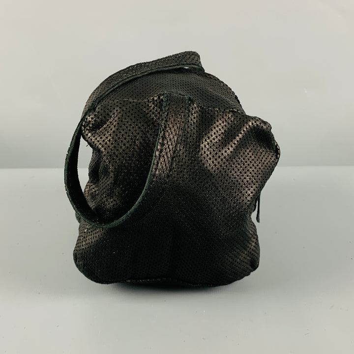 LIDIJA KOLOVRAT Black Perforated Leather Wristlet Bag